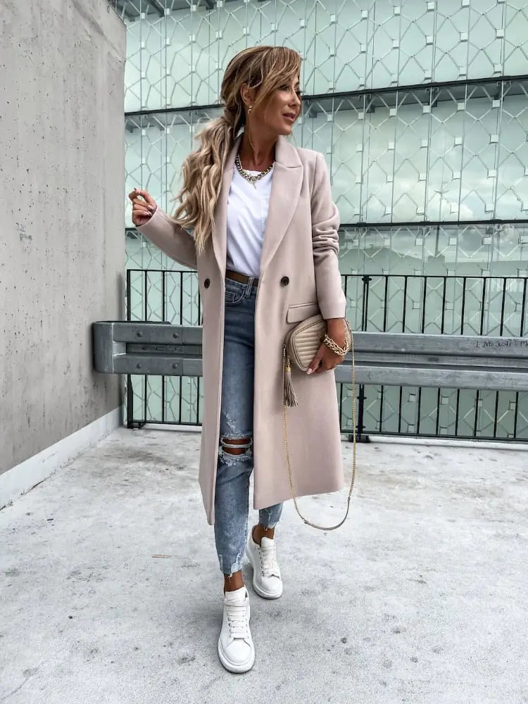 Camel winter Trenchcoat | Elagante winter jas