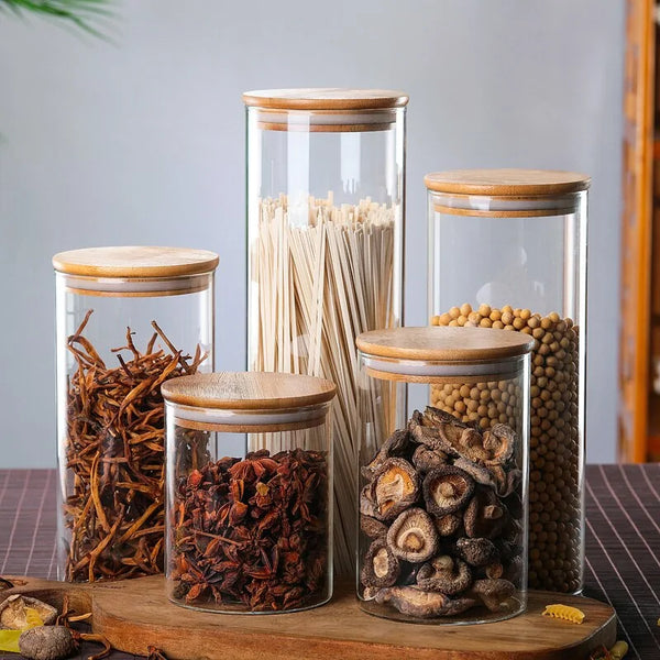 Bamboe Glazen Containers